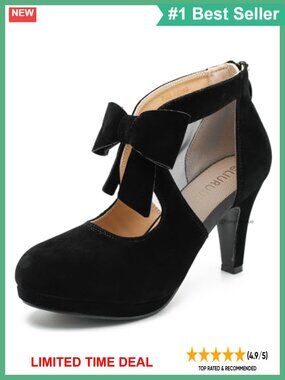 Platform Bow Pumps High Heel Dress Shoes Mesh Round Toe Women's